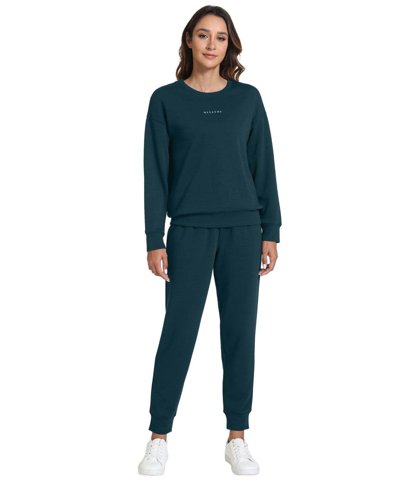 WiWi Womens 2 Piece Outfits Sweatsuit Crewneck Lounge Matching Sweat Sets