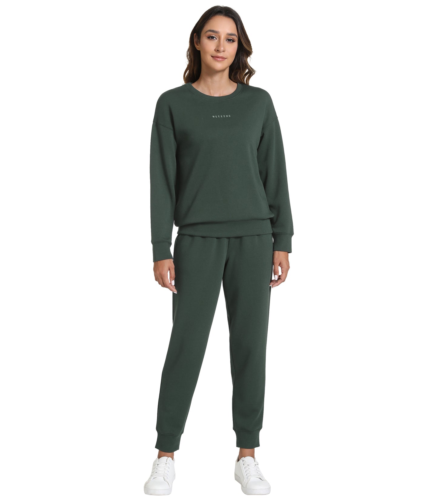 WiWi Womens 2 Piece Outfits Sweatsuit Crewneck Lounge Matching Sweat Sets