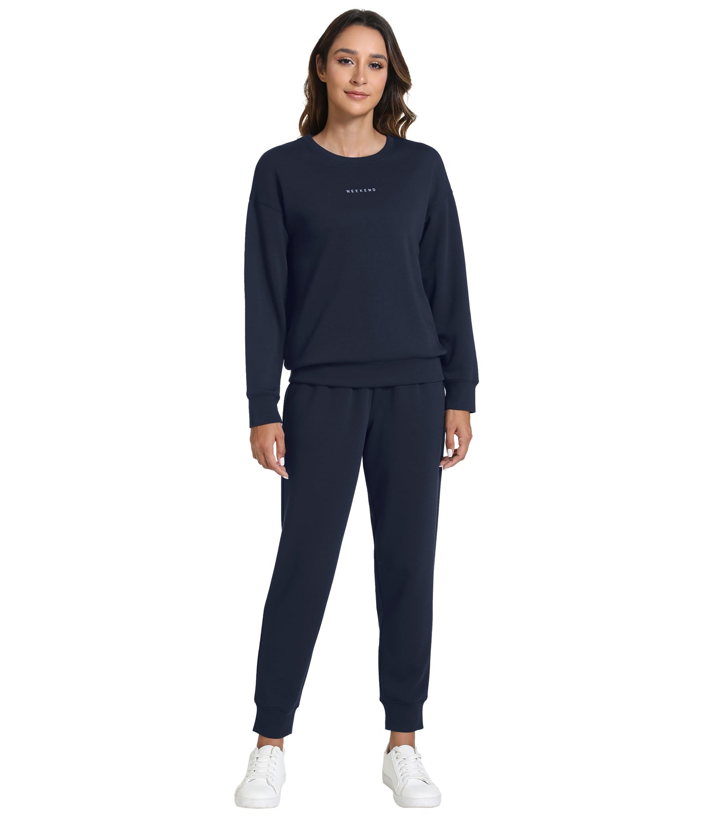 WiWi Womens 2 Piece Outfits Sweatsuit Crewneck Lounge Matching Sweat Sets