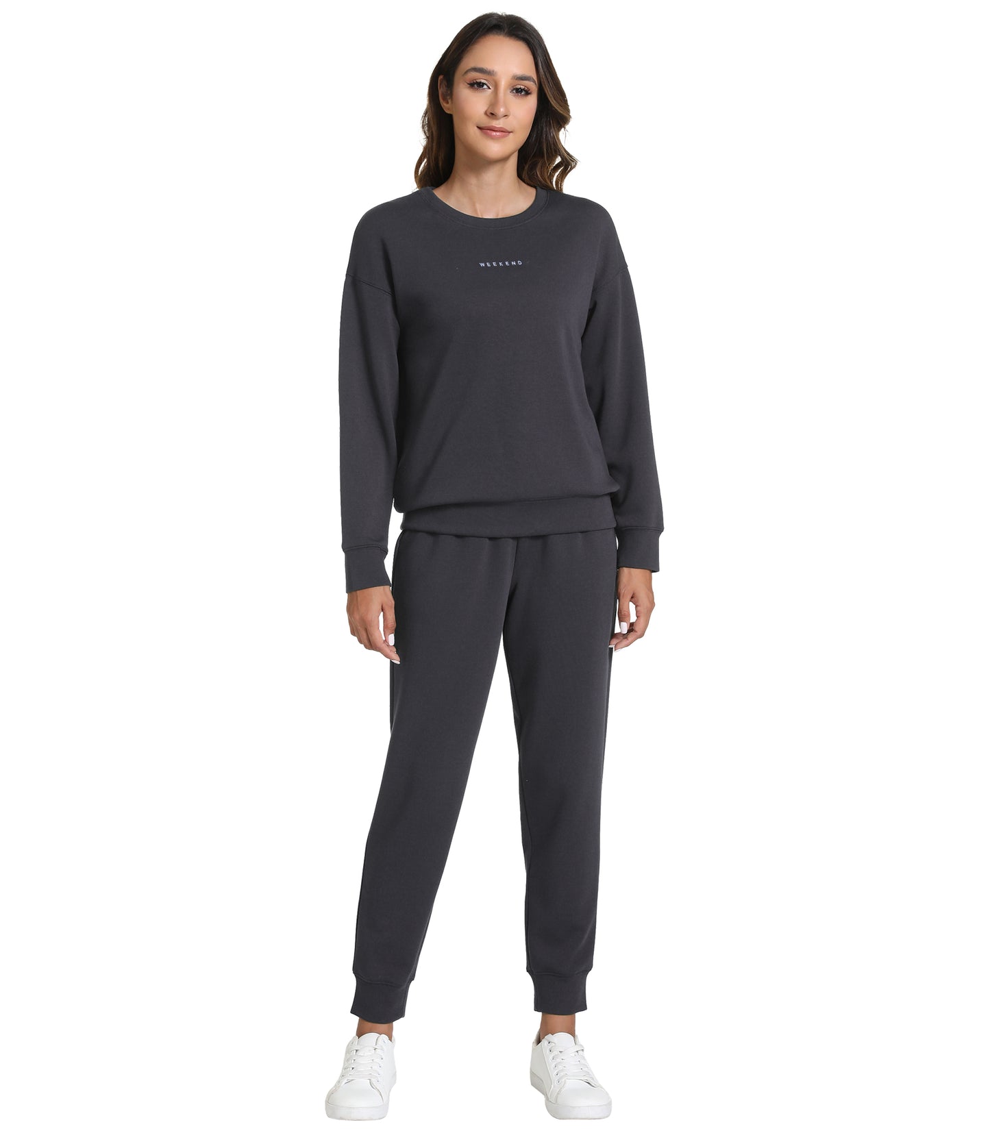 WiWi Womens 2 Piece Outfits Sweatsuit Crewneck Lounge Matching Sweat Sets