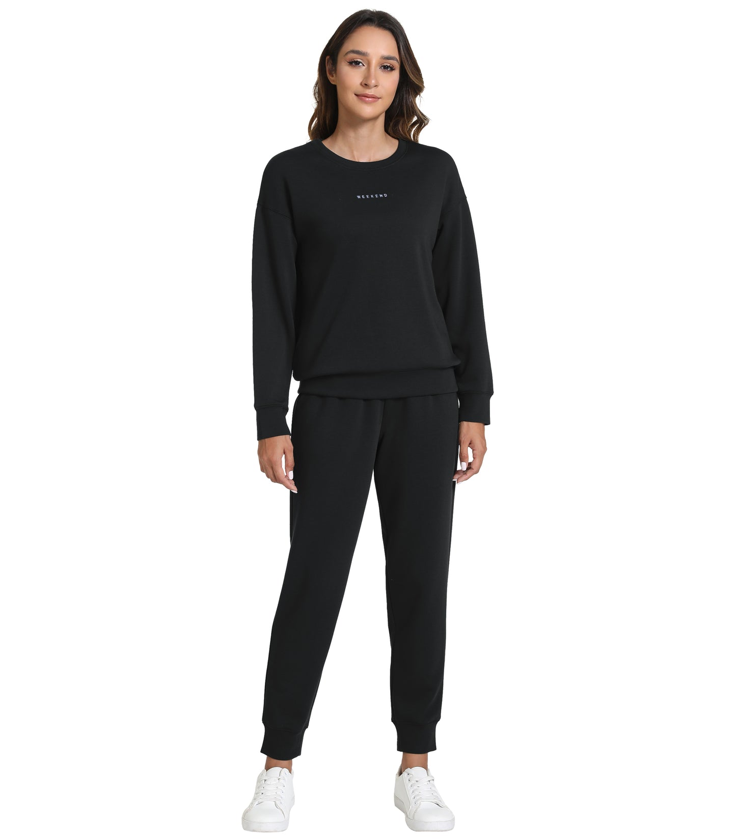 WiWi Womens 2 Piece Outfits Sweatsuit Crewneck Lounge Matching Sweat Sets