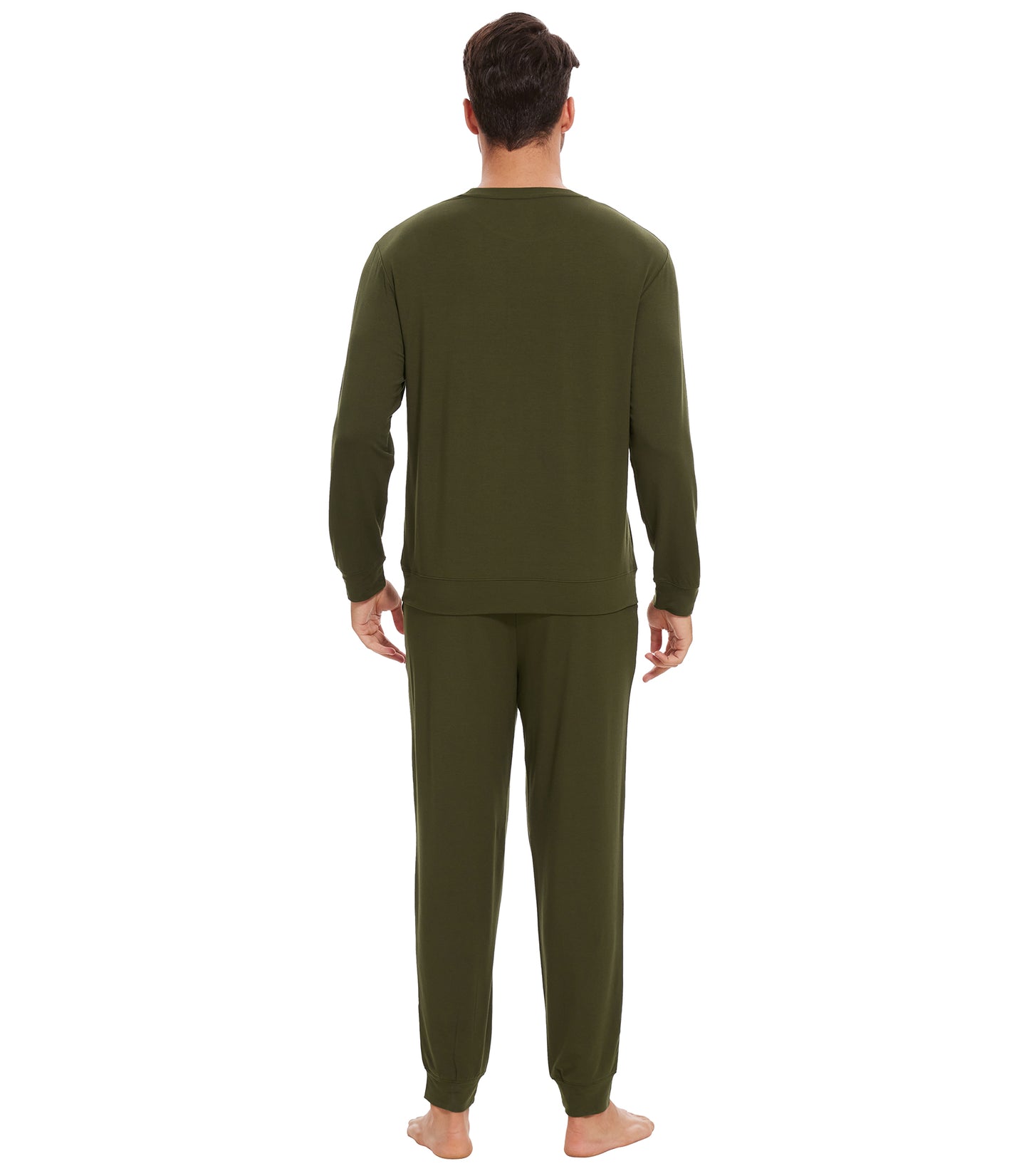 WiWi French Terry Men's Pajama Sets Sweatsuit Long Sleeve Top and Pants with Pockets