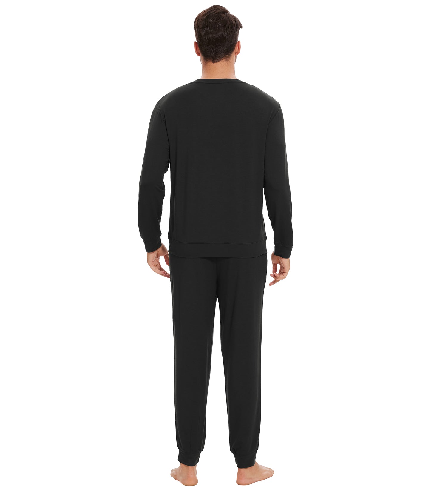 WiWi French Terry Men's Pajama Sets Sweatsuit Long Sleeve Top and Pants with Pockets