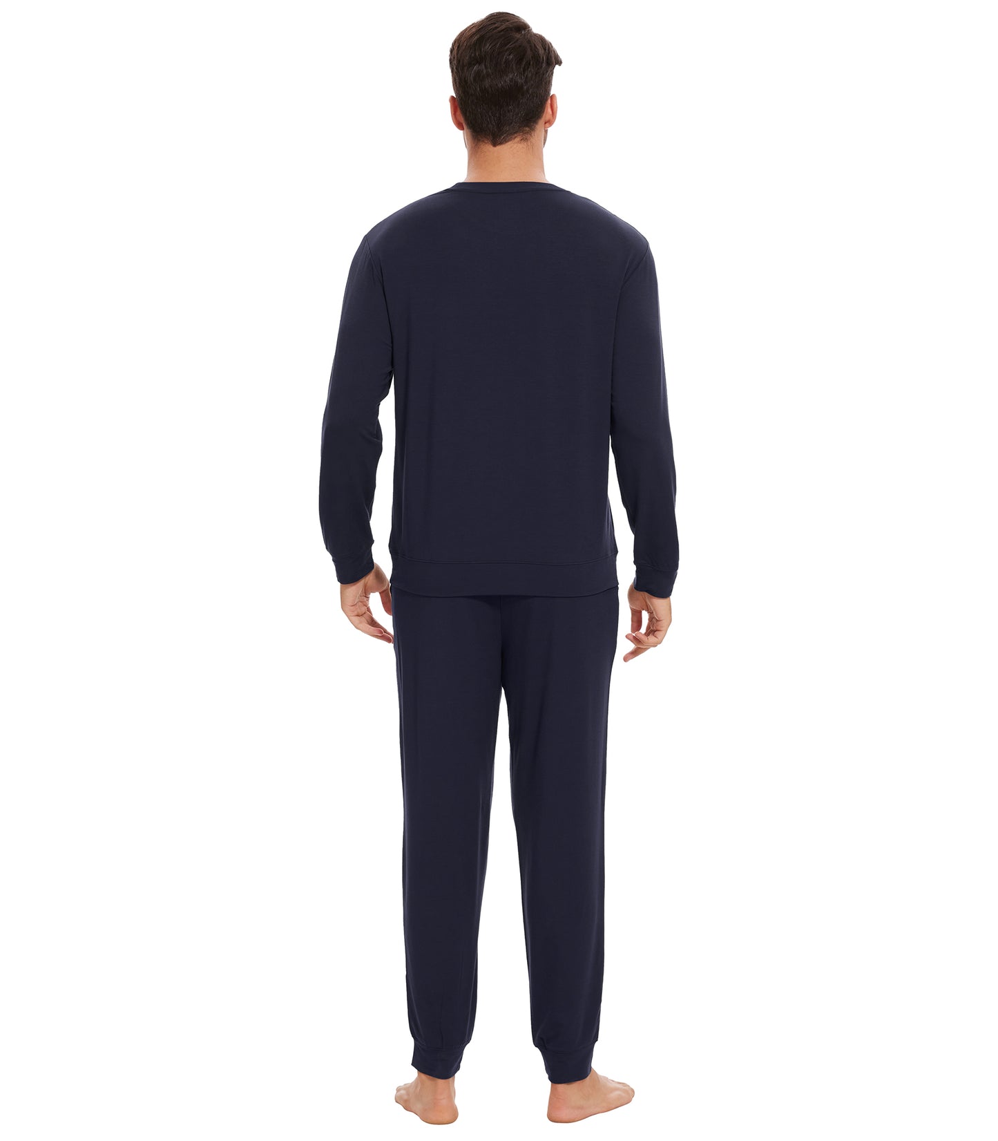 WiWi French Terry Men's Pajama Sets Sweatsuit Long Sleeve Top and Pants with Pockets