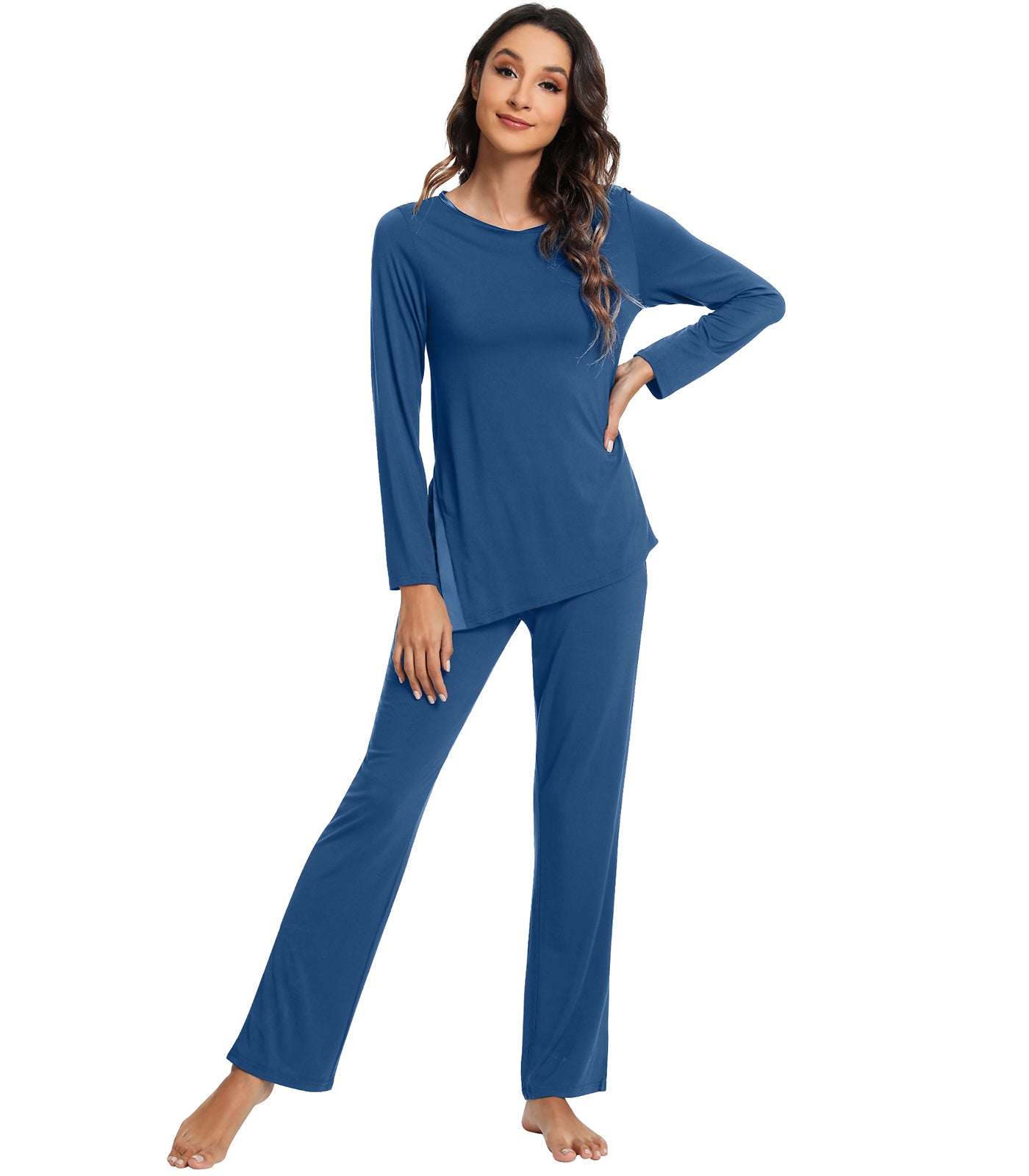 WiWi Bamboo Pajamas Set for Women Long Sleeve Sleepwear