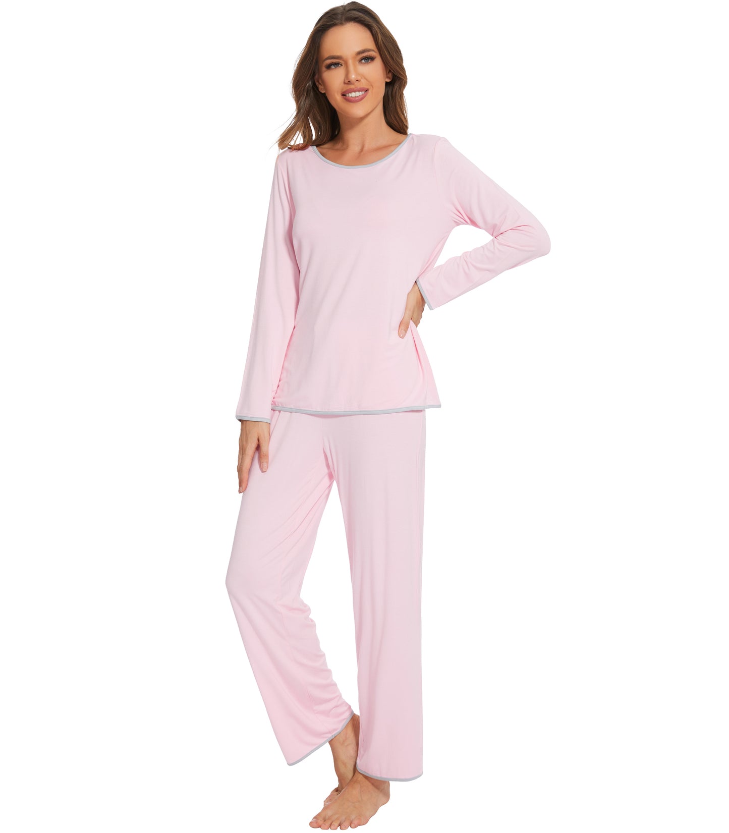 WiWi Soft Long Sleeve Bamboo Pajamas Set for Women