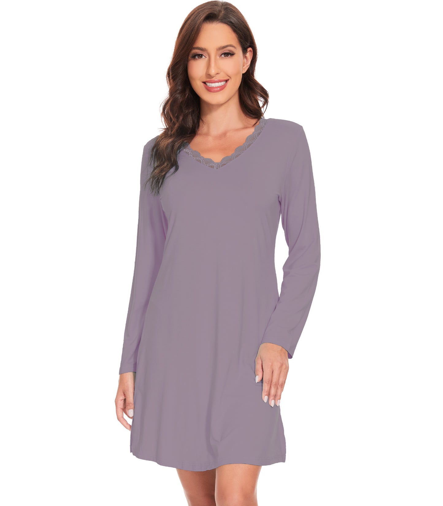 WiWi Bamboo Nightgowns for Women Long Sleeve Sleep Shirt