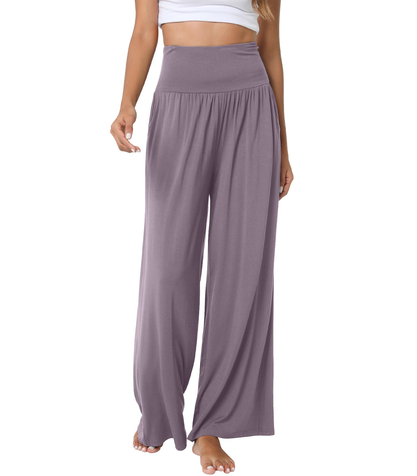 WiWi Womens Bamboo Palazzo Bottoms with Pockets
