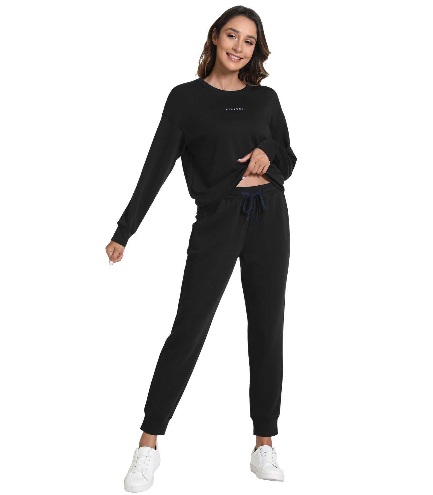 WiWi Womens 2 Piece Outfits Sweatsuit Crewneck Lounge Matching Sweat Sets