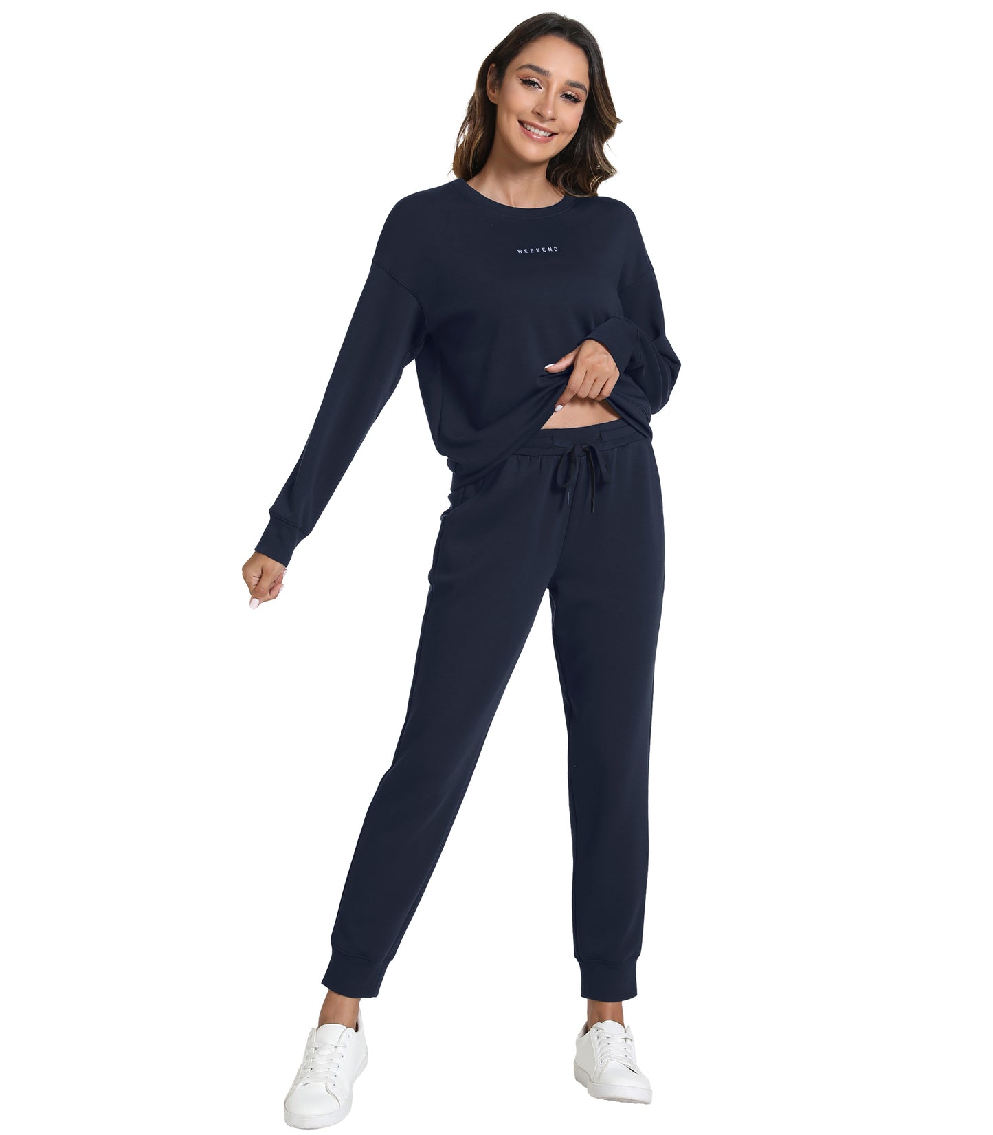 WiWi Womens 2 Piece Outfits Sweatsuit Crewneck Lounge Matching Sweat Sets