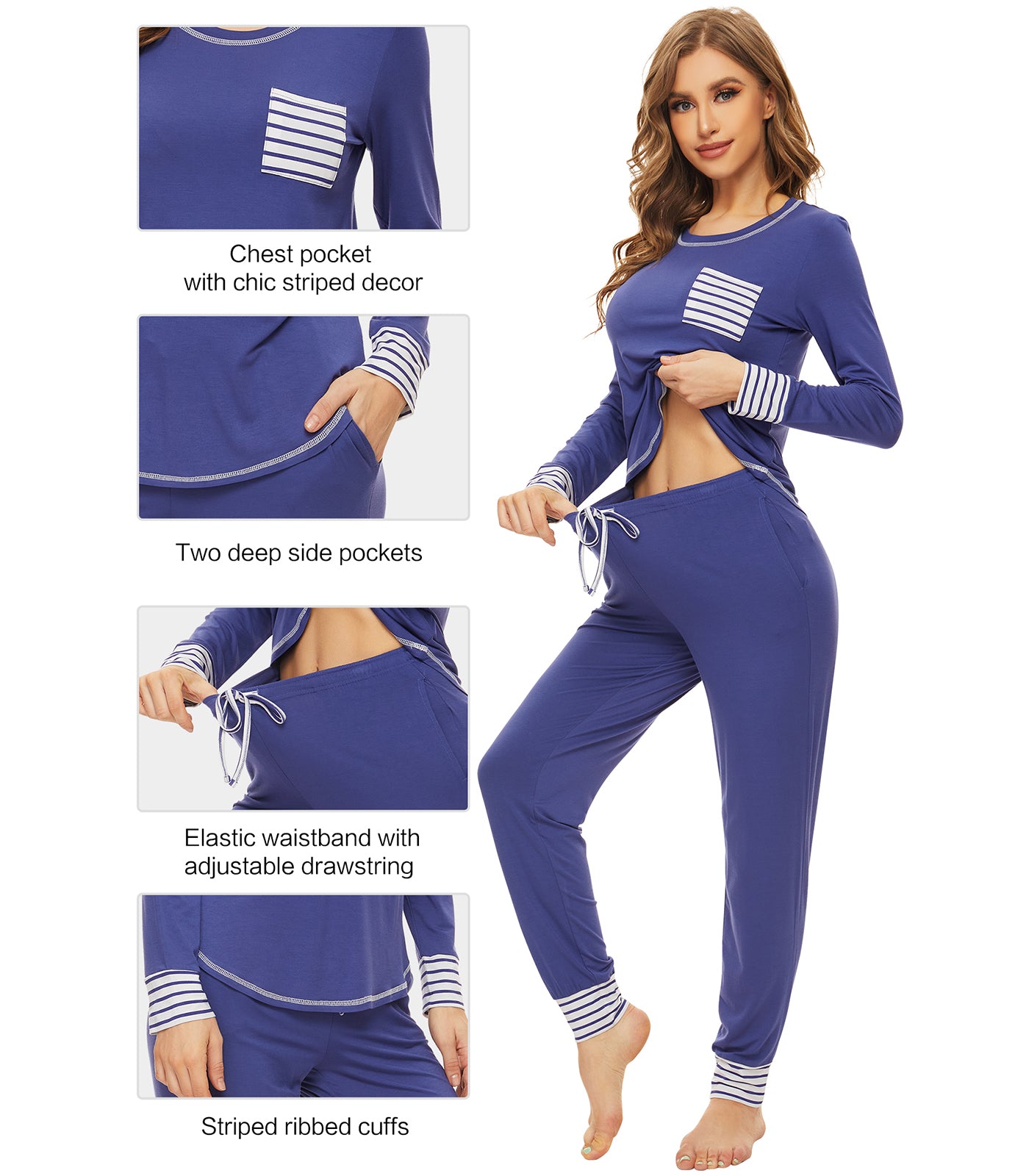 WiWi Bamboo Pajamas Set for Women Soft Loungewear
