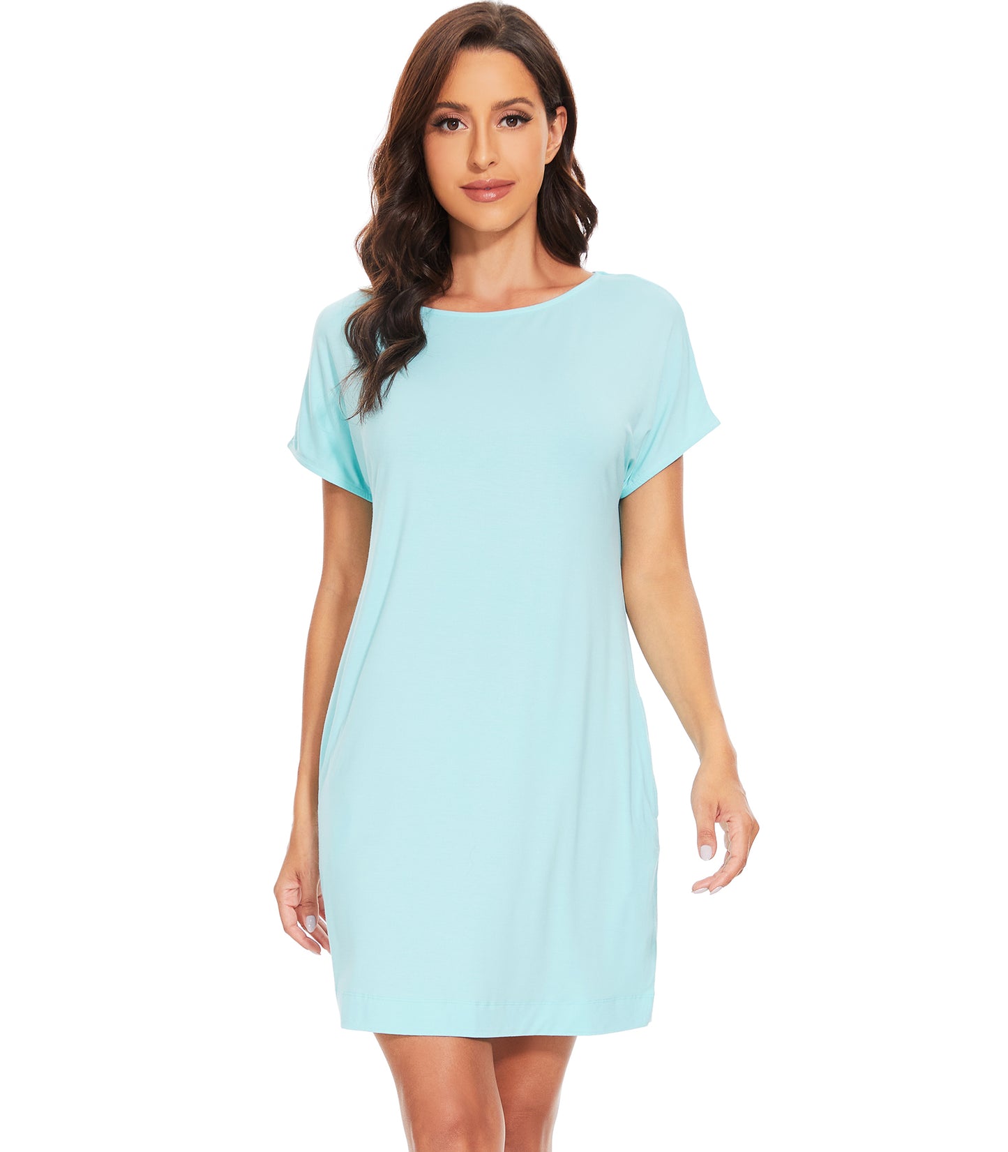 WiWi Women's Bamboo Nightgowns Short Sleeve Nightshirt
