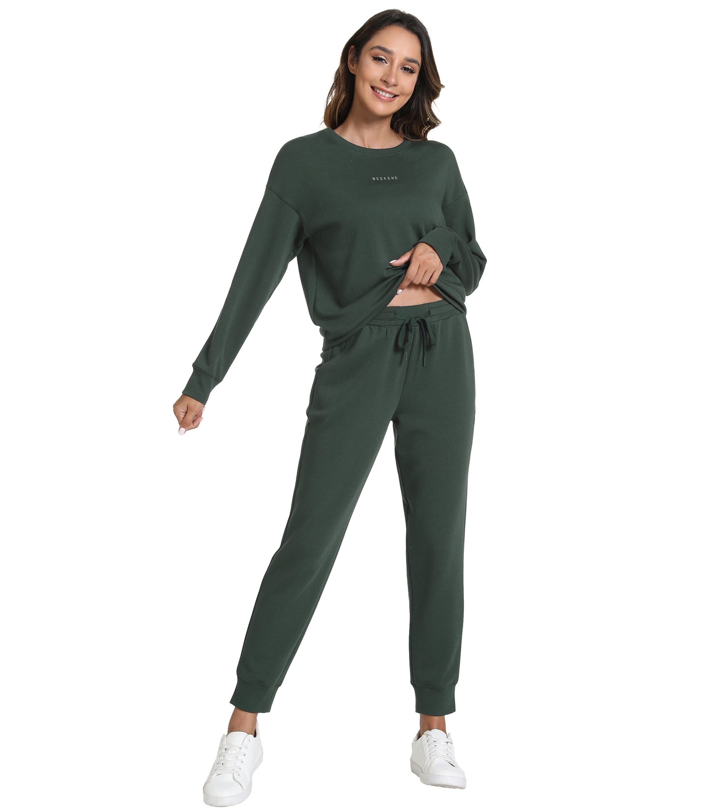 WiWi Womens 2 Piece Outfits Sweatsuit Crewneck Lounge Matching Sweat Sets
