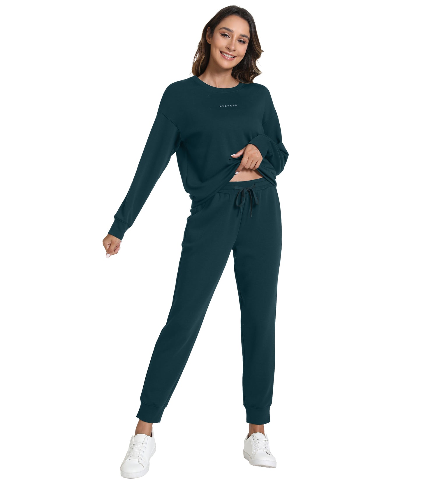 WiWi Womens 2 Piece Outfits Sweatsuit Crewneck Lounge Matching Sweat Sets