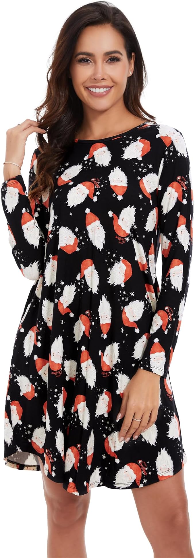 WiWi Bamboo Viscose Nightgowns for Women Long Sleeve Sleep Dress S-XXL
