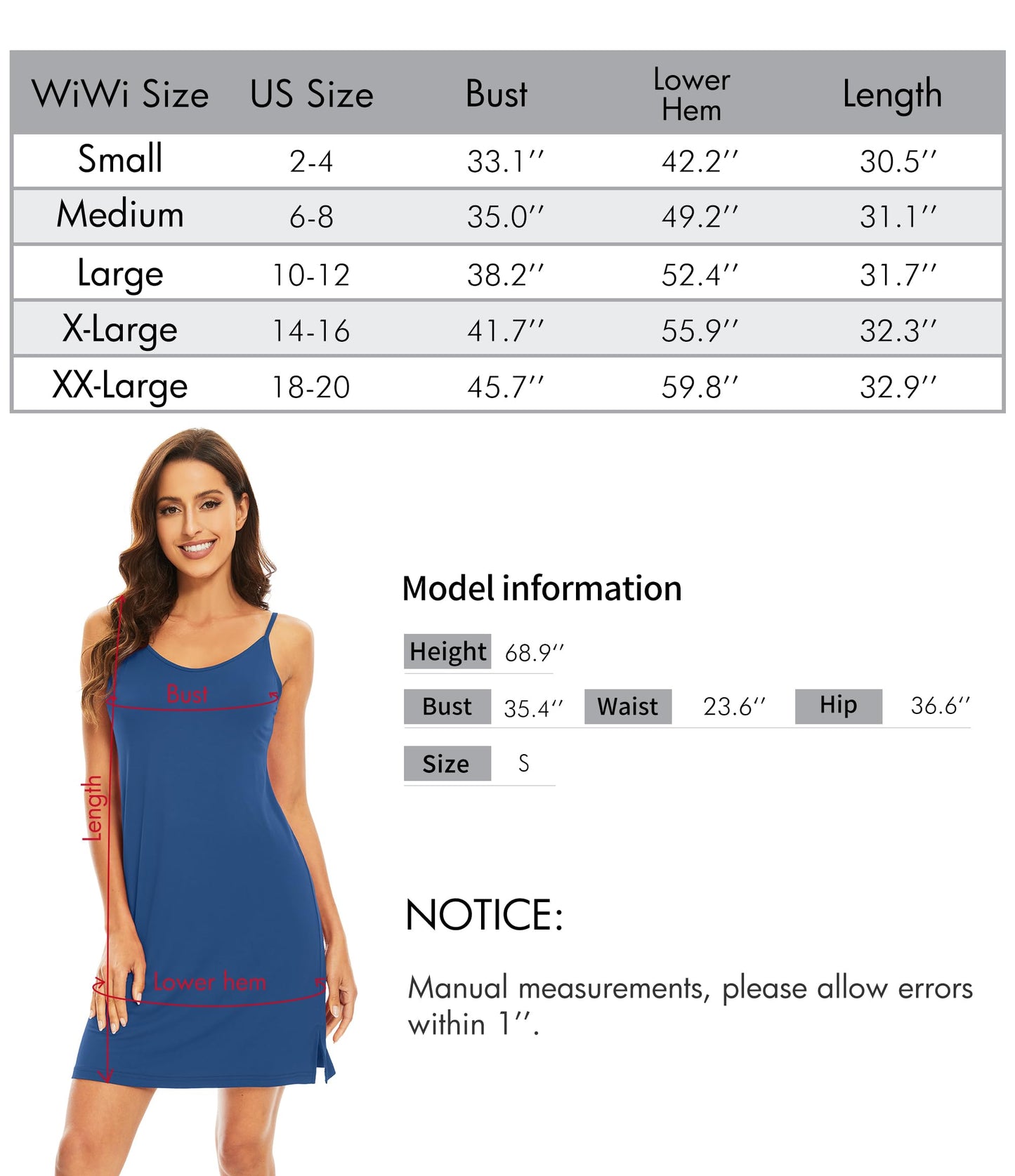 WiWi Bamboo Sleeveless Slip Nightgown