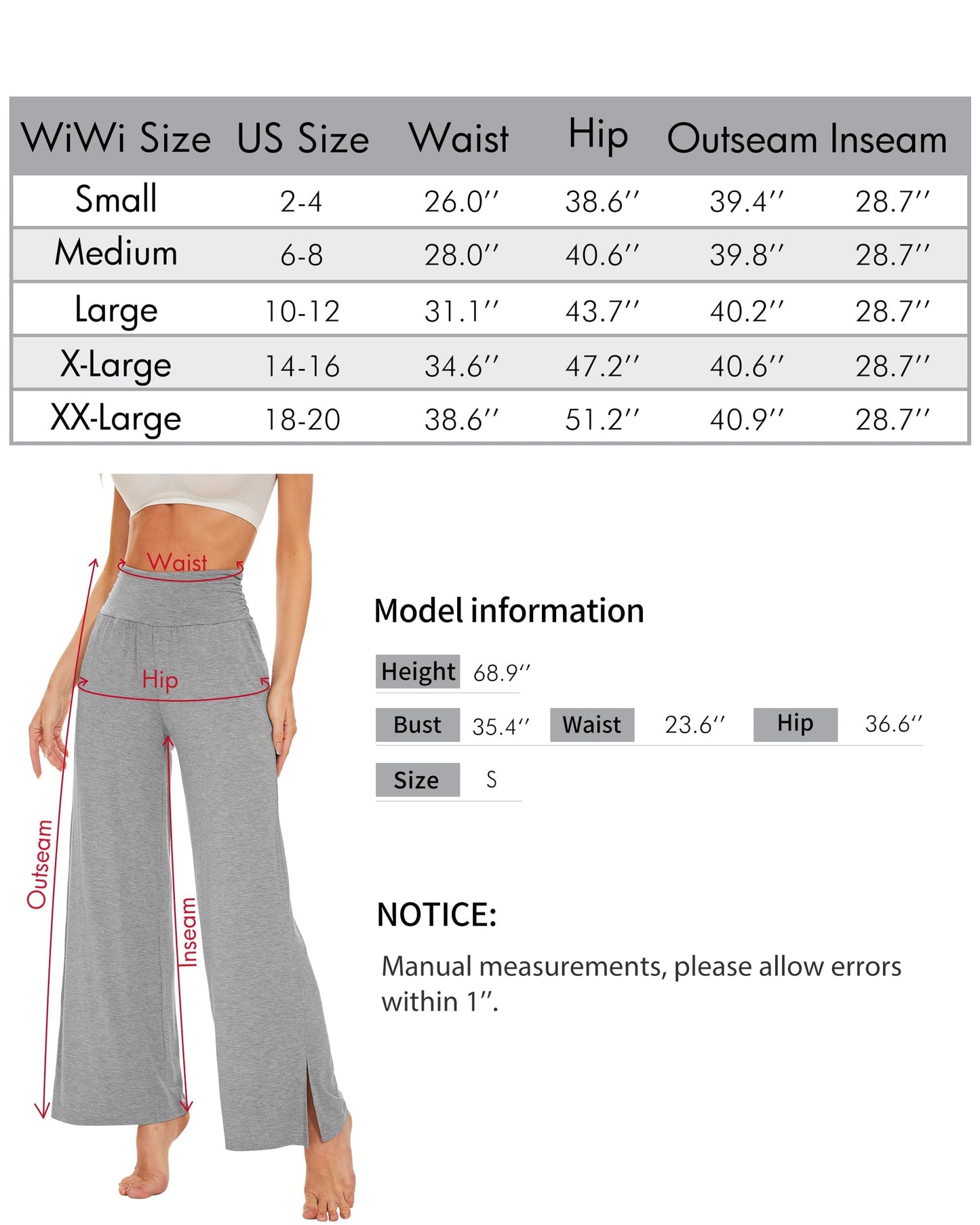 WiWi Women's Bamboo Viscose Wide Leg Lounge Pajama Pants