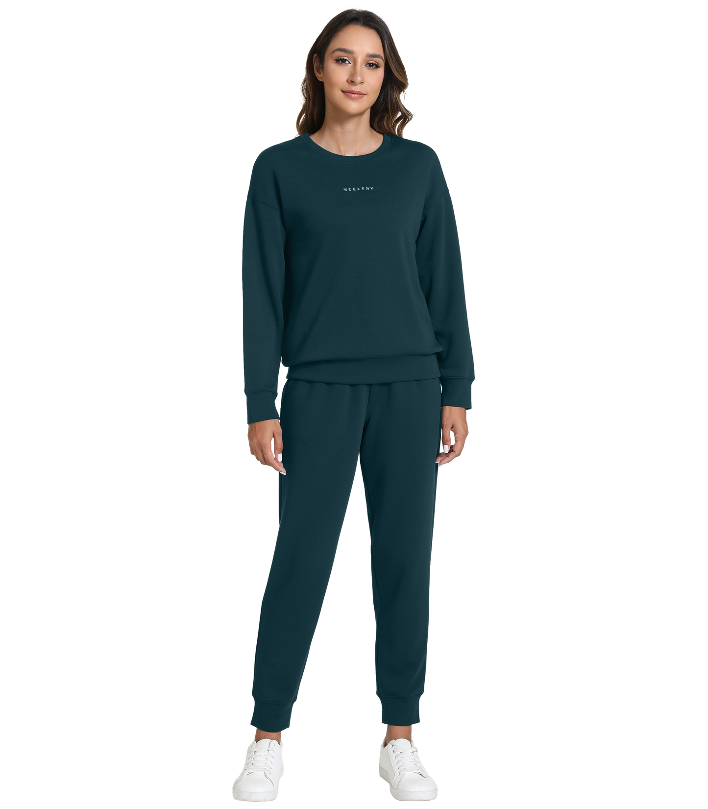 WiWi Womens 2 Piece Outfits Sweatsuit Crewneck Lounge Matching Sweat Sets