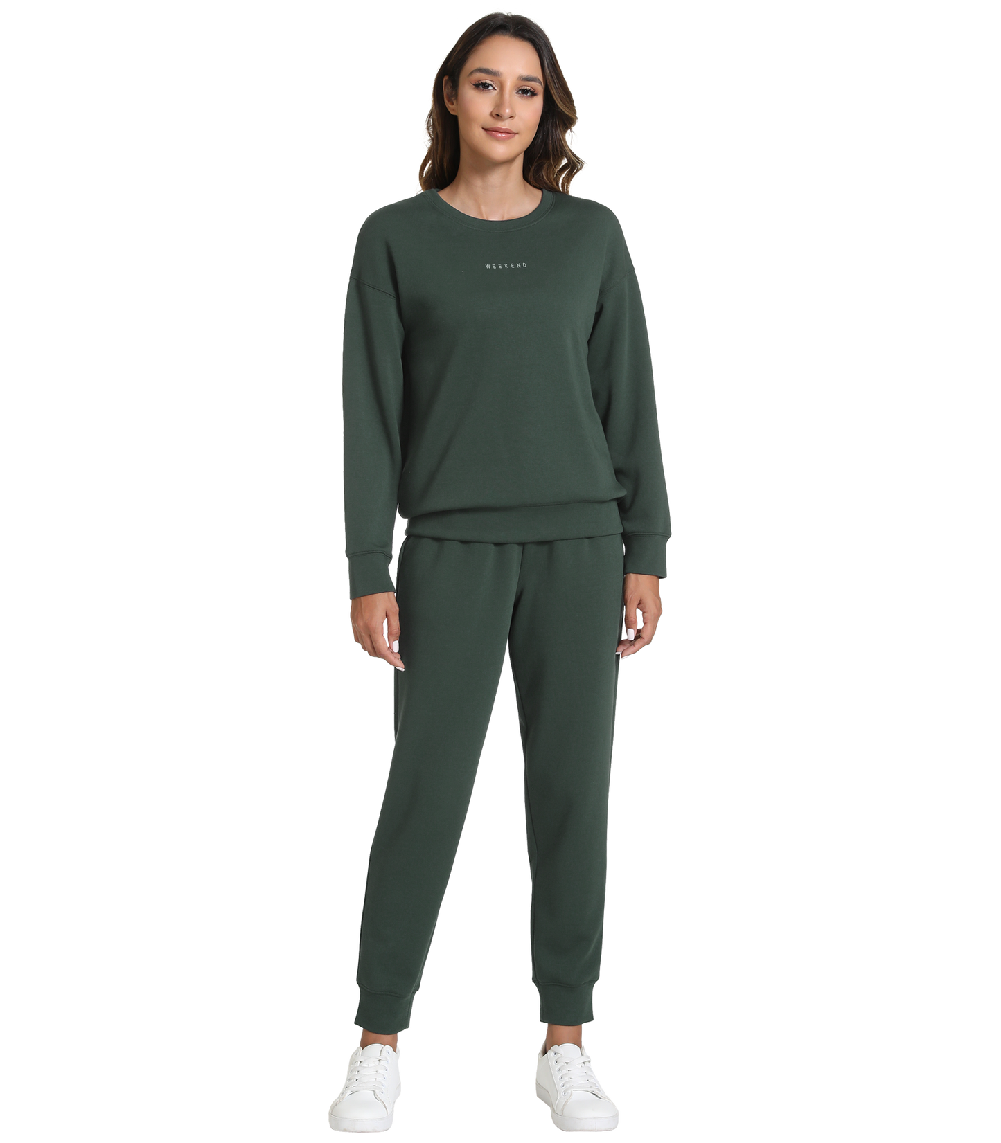 WiWi Womens 2 Piece Outfits Sweatsuit Crewneck Lounge Matching Sweat Sets