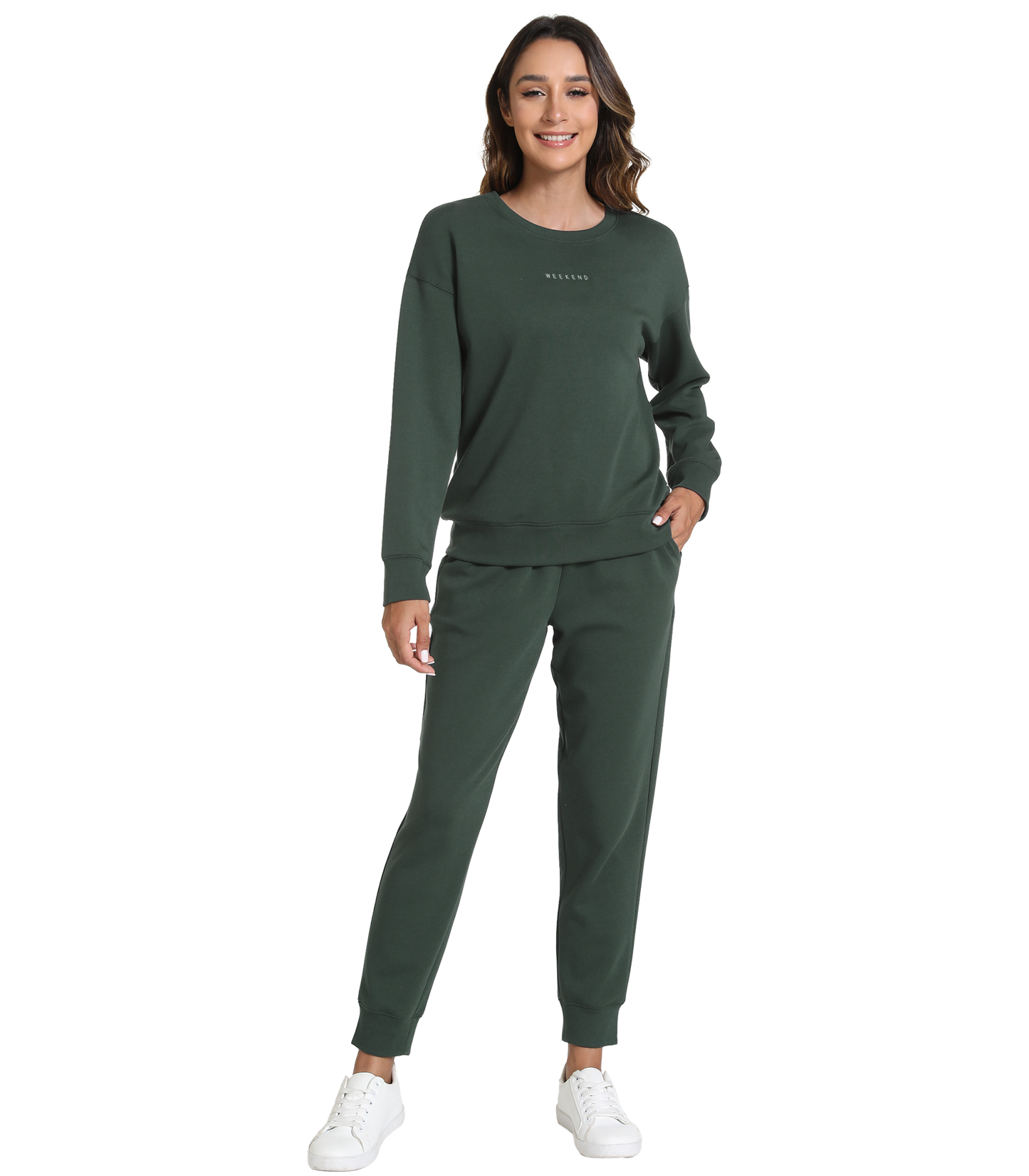 WiWi Womens 2 Piece Outfits Sweatsuit Crewneck Lounge Matching Sweat Sets