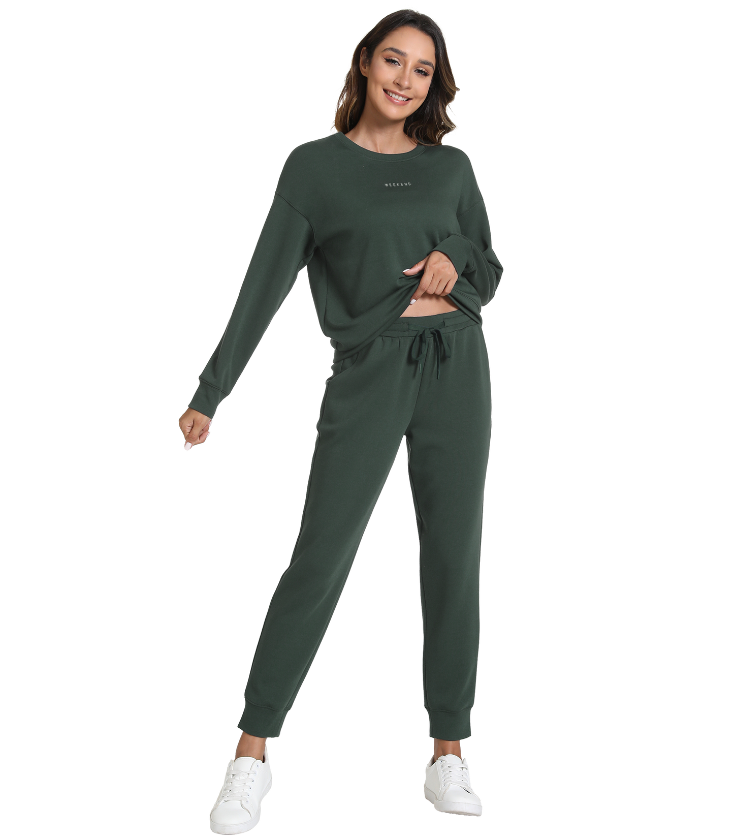 WiWi Womens 2 Piece Outfits Sweatsuit Crewneck Lounge Matching Sweat Sets