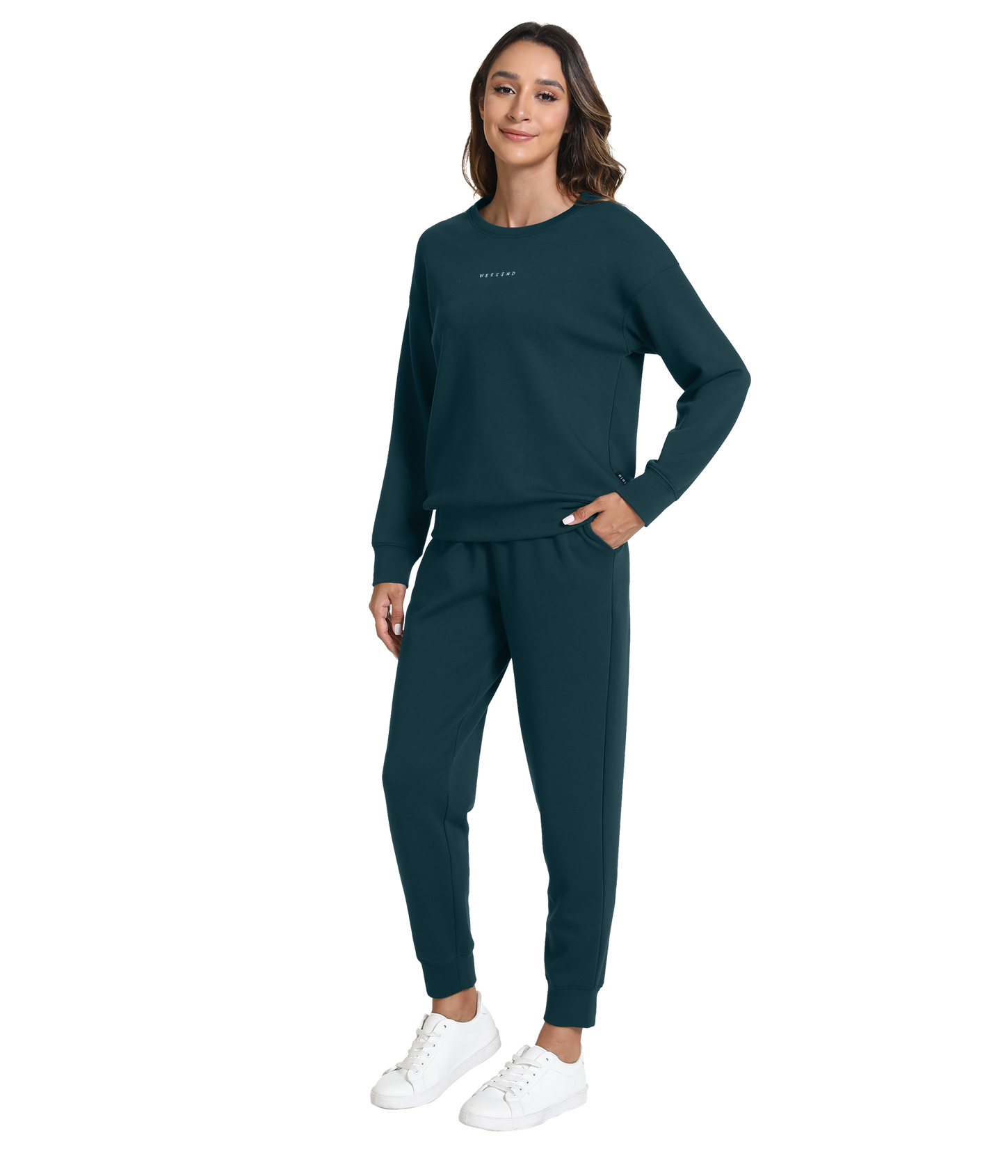 WiWi Womens 2 Piece Outfits Sweatsuit Crewneck Lounge Matching Sweat Sets