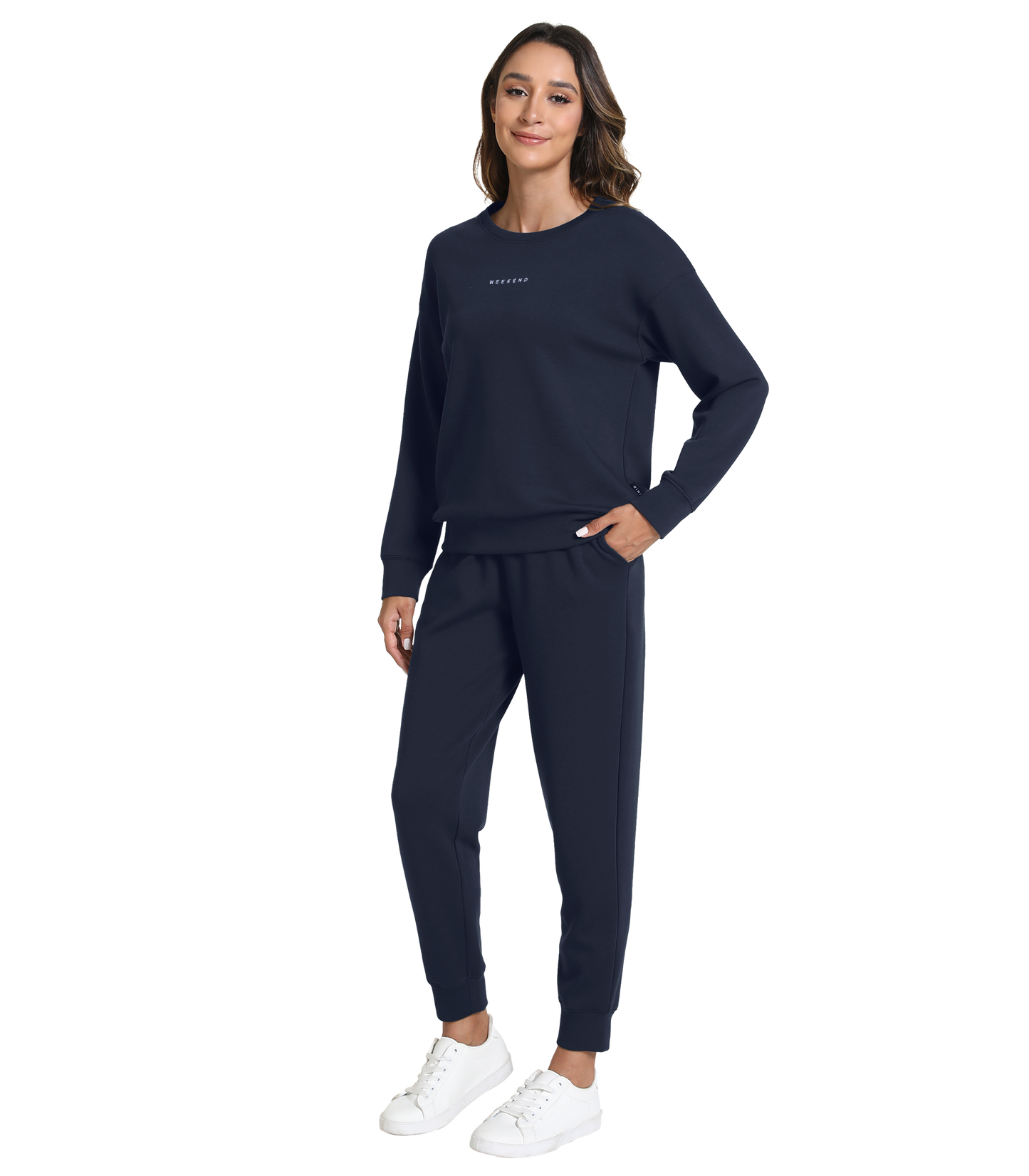 WiWi Womens 2 Piece Outfits Sweatsuit Crewneck Lounge Matching Sweat Sets