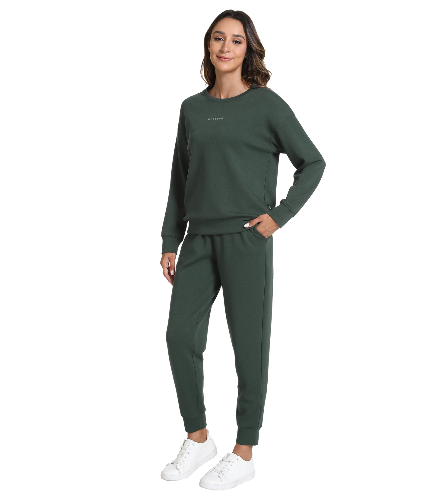 WiWi Womens 2 Piece Outfits Sweatsuit Crewneck Lounge Matching Sweat Sets