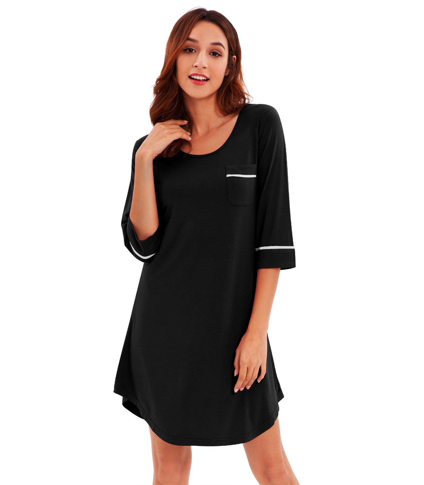 WiWi Women's Bamboo Viscose Nightgown | 3/4 Sleeve Sleepshirt, Knee-Length | Soft & Breathable Pajamas, Plus Size To 4X