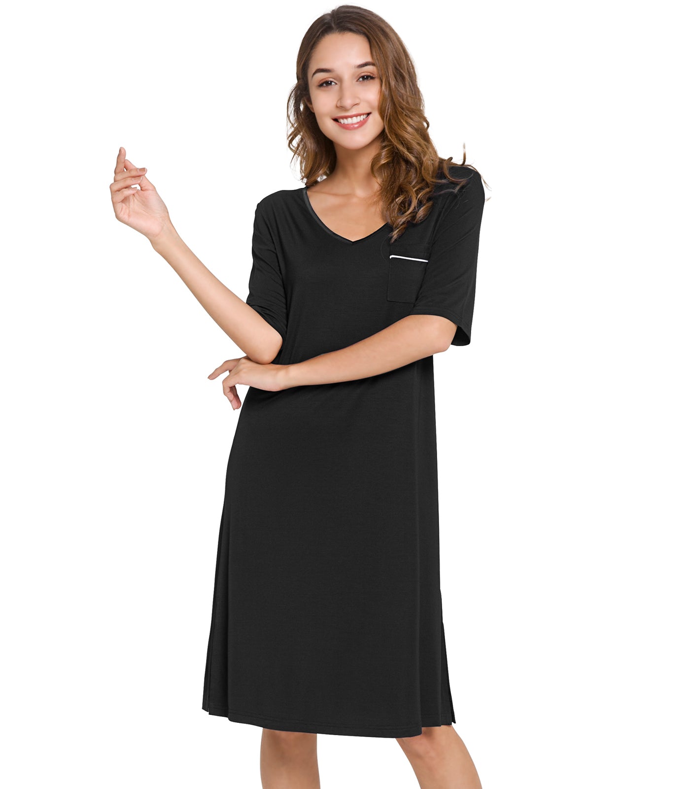 WiWi Women's Bamboo Viscose Nightgown - Sleeveless Sleep Shirt, Plus Size S-4X, Navy, Large