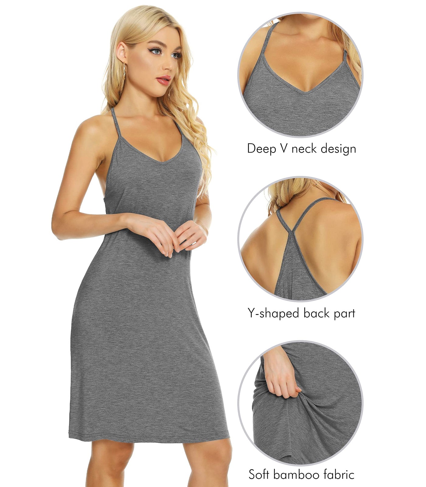 WiWi Full Slips Chemise Sexy Lingerie Nightgown