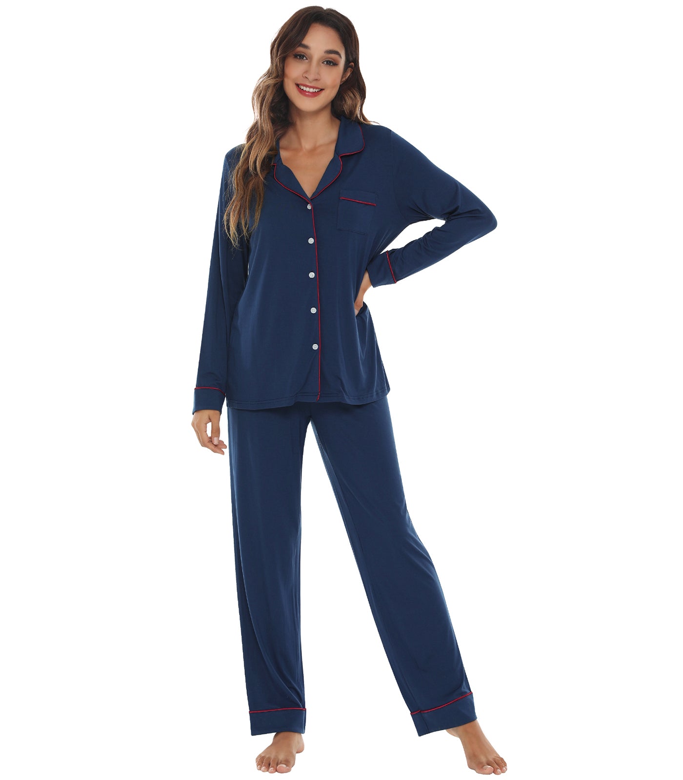 WiWi Pajamas Set Long Sleeve Nightwear Loungewear