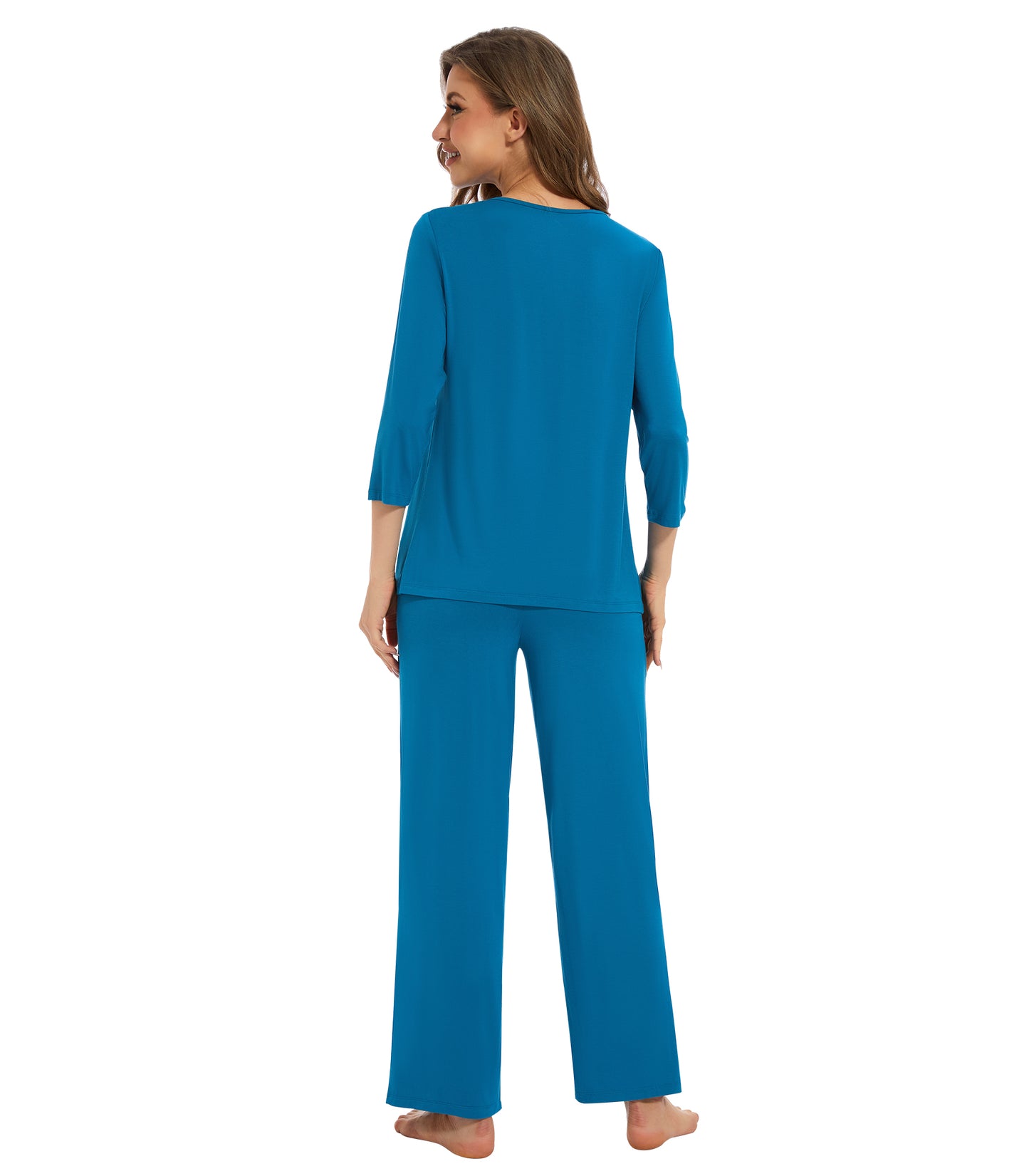 WiWi Women's Bamboo Pajamas Soft 3/4 Sleeve Pajama Sets 2 Pieces Pjs