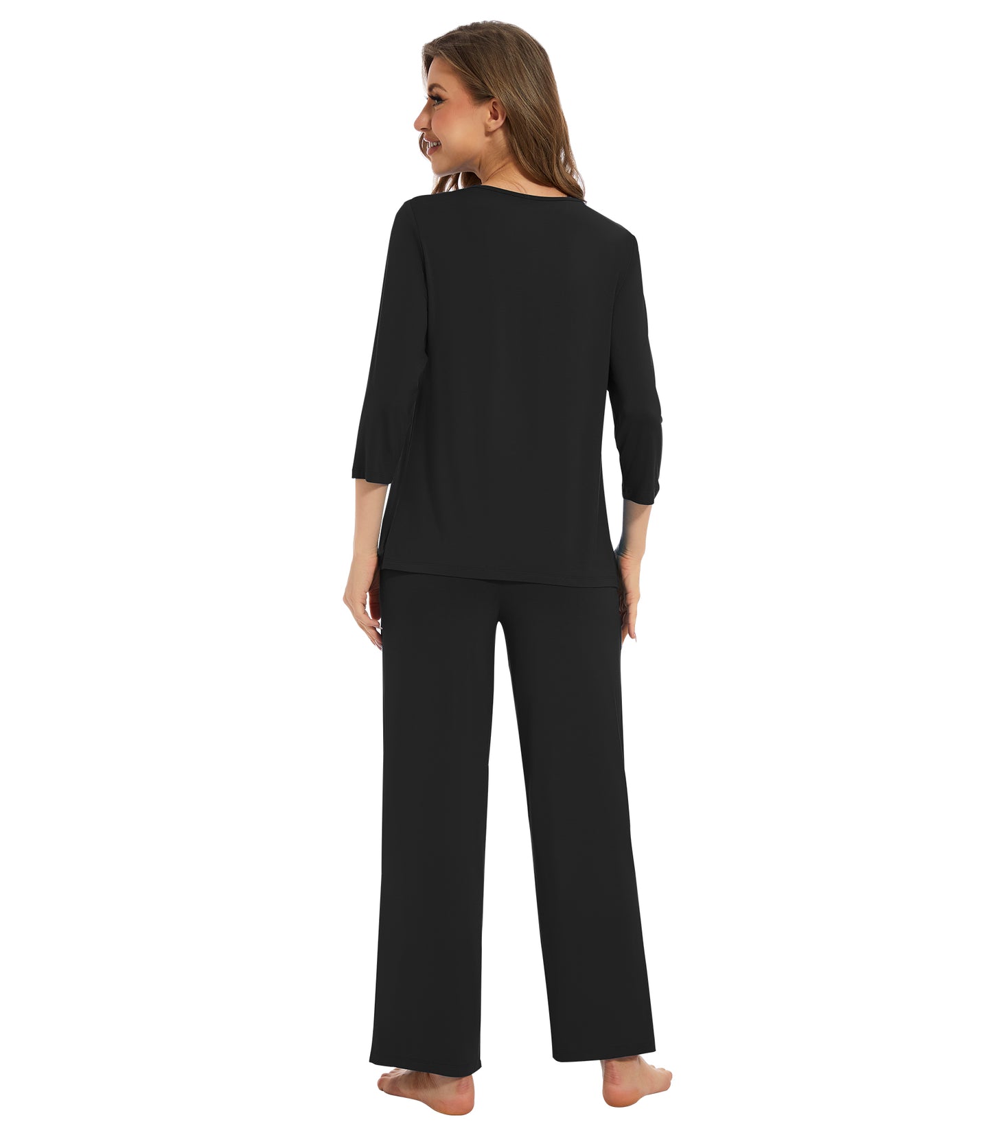 WiWi Women's Bamboo Pajamas Soft 3/4 Sleeve Pajama Sets 2 Pieces Pjs
