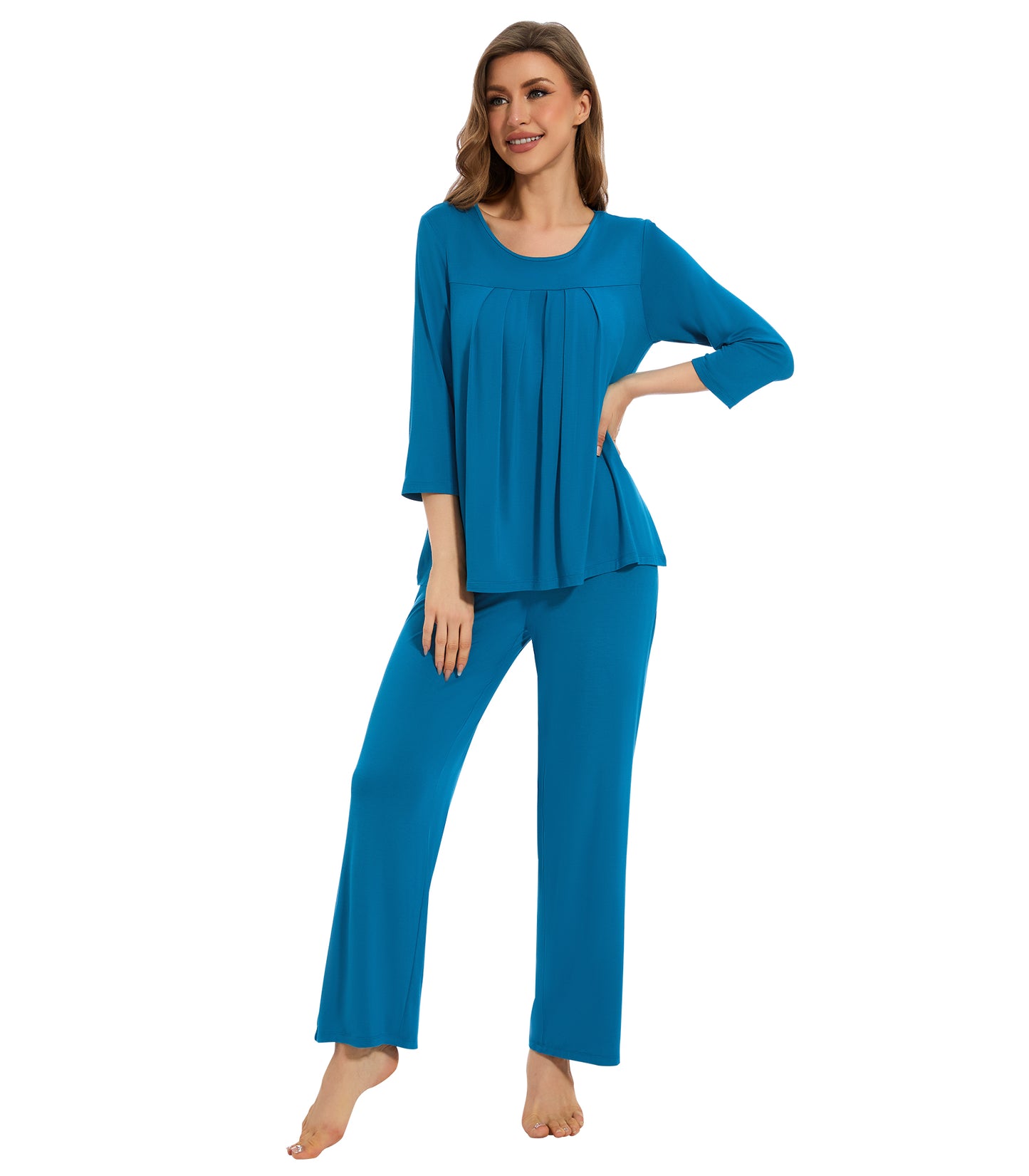 WiWi Women's Bamboo Pajamas Soft 3/4 Sleeve Pajama Sets 2 Pieces Pjs