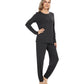 WiWi Women's Bamboo Pajama Sets Long Sleeves Top with Pants Loungewear Set