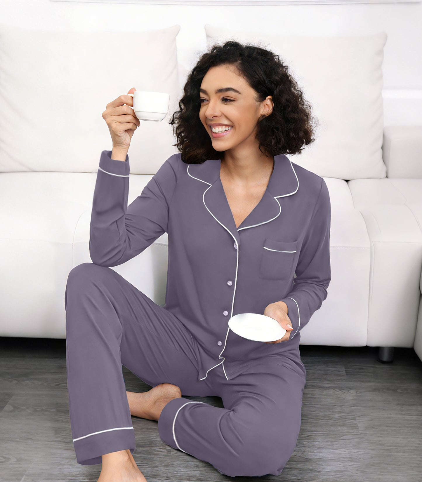 WiWi Pajamas Set Long Sleeve Nightwear Loungewear