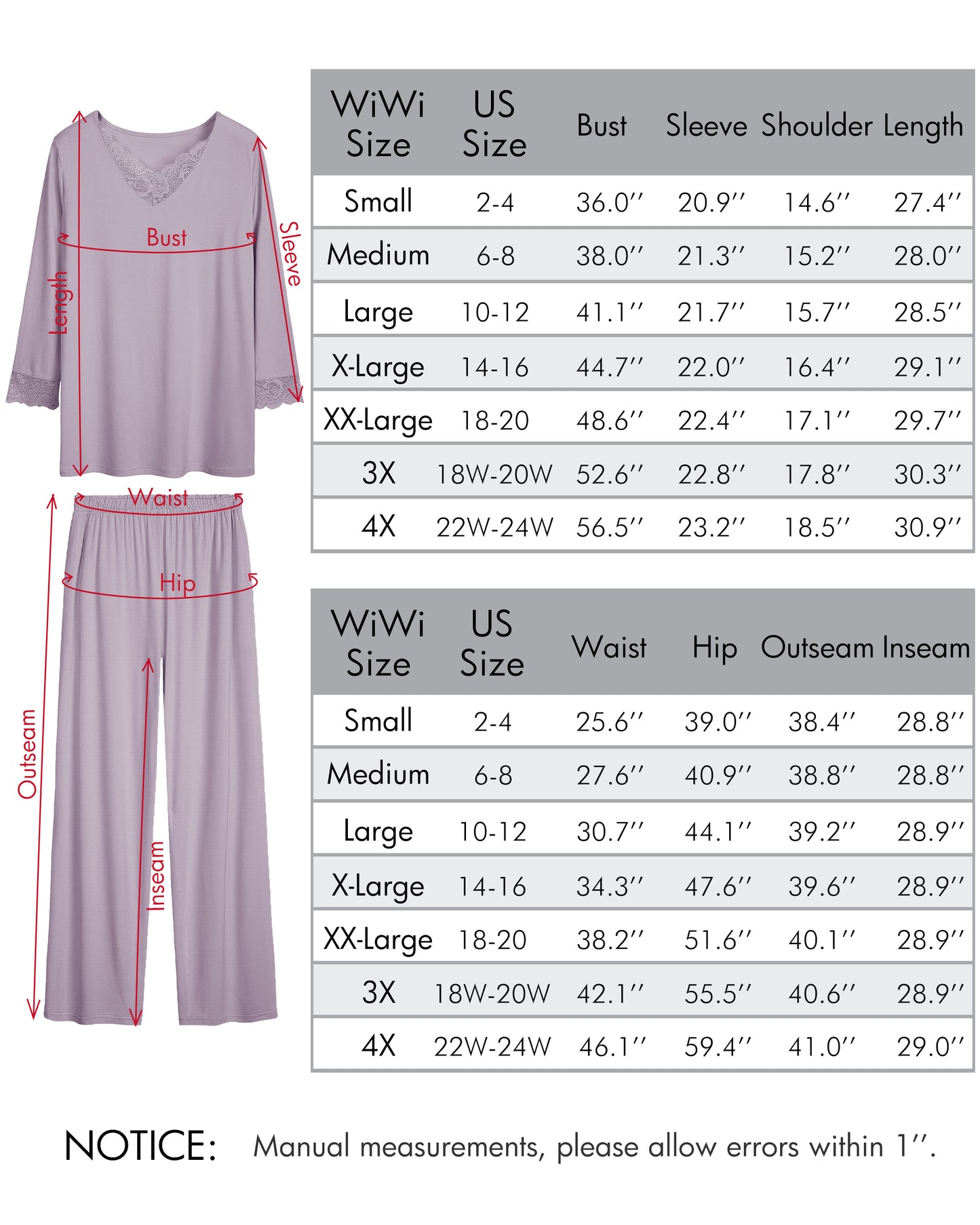 WiWi Bamboo Soft Pajamas Sets for Women