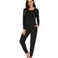 WiWi Women's Bamboo Pajama Sets Long Sleeves Top with Pants Loungewear Set