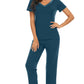 WiWi Bamboo Pajamas Set Soft Sleepwear Short Sleeve Top with Pant