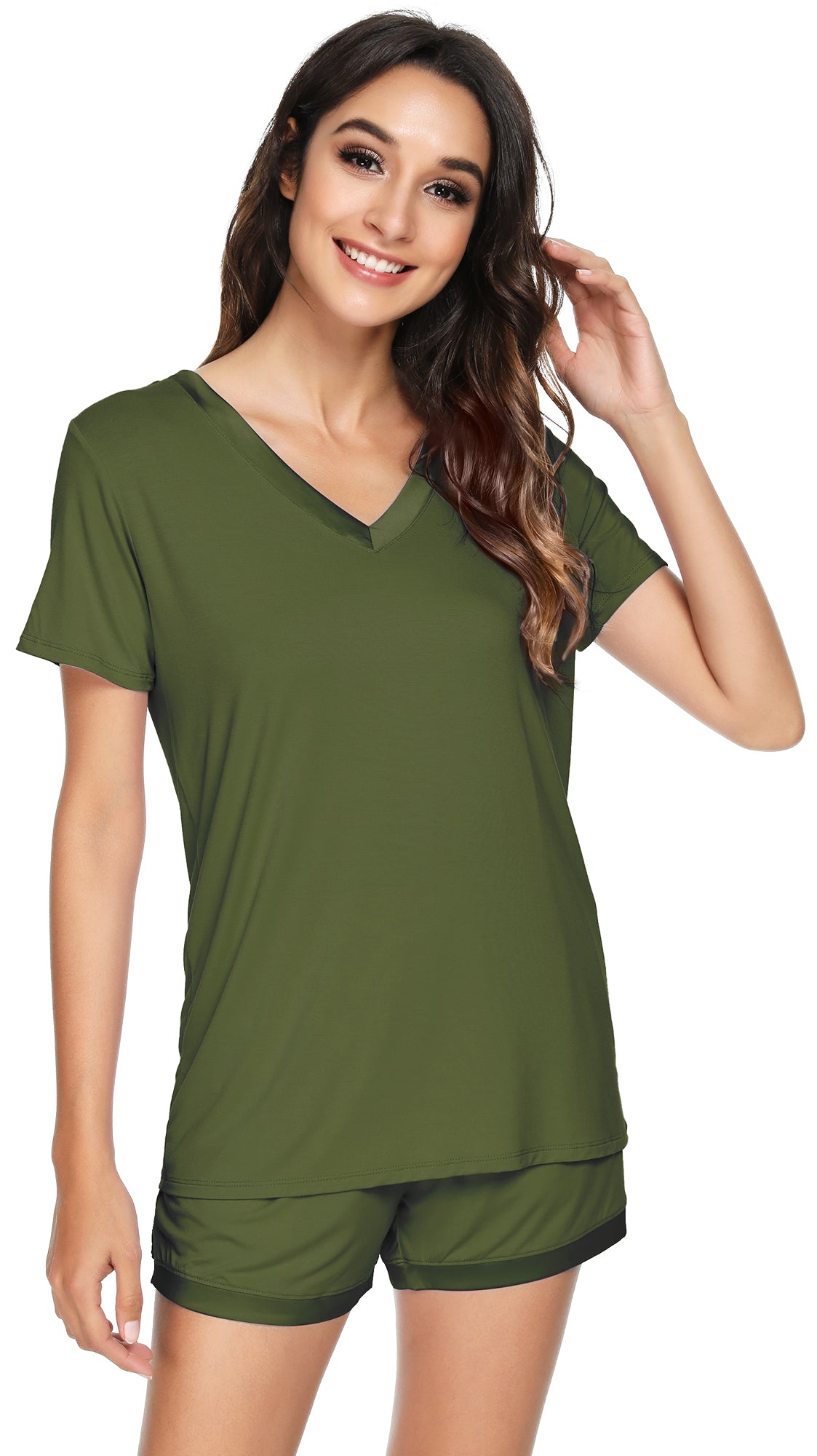 WiWi Bamboo Pajamas Set for Women Short Sets Summer Plus Size