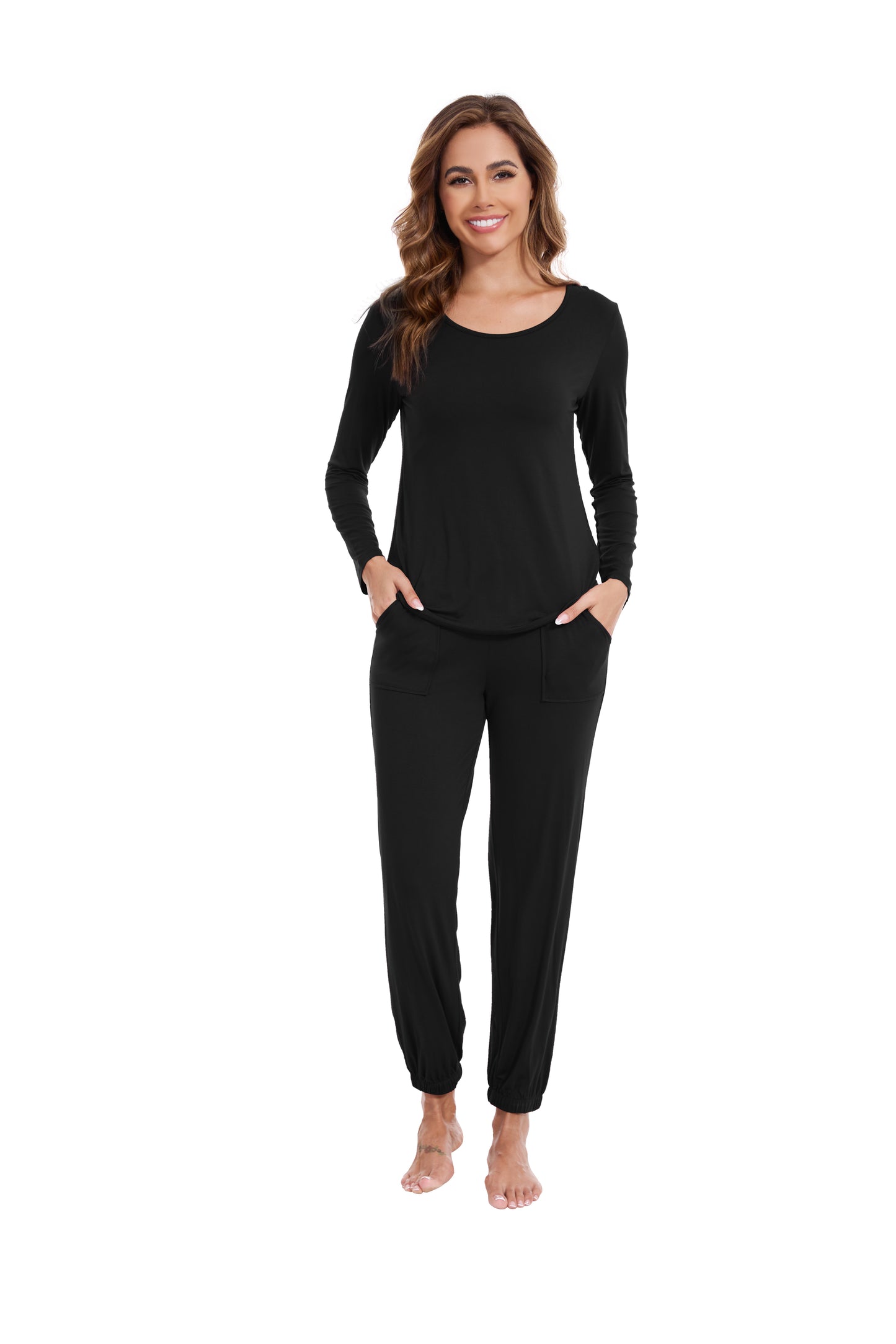 WiWi Scoop Neck Pajama Sets Sport Pajamas for Women