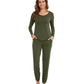 WiWi Scoop Neck Pajama Sets Sport Pajamas for Women