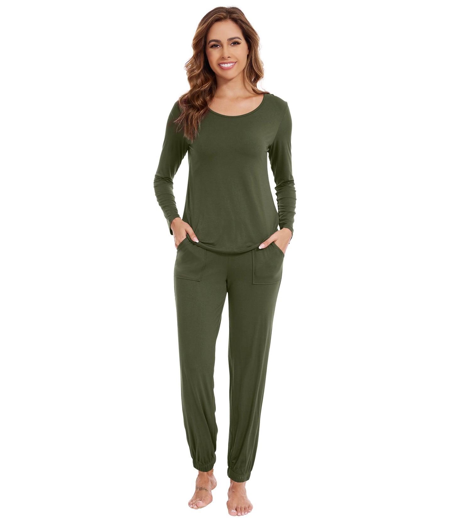 WiWi Scoop Neck Pajama Sets Sport Pajamas for Women