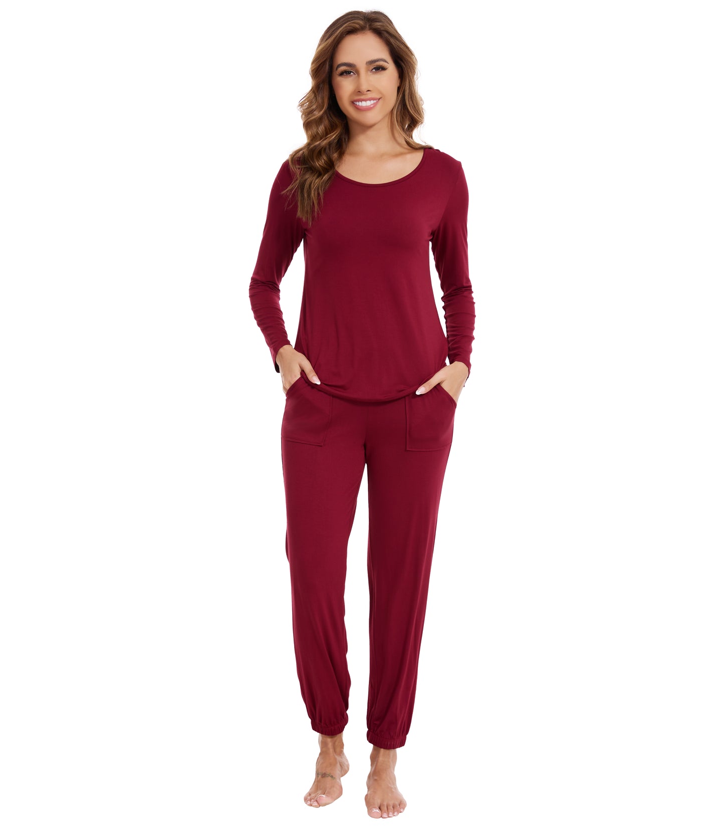 WiWi Scoop Neck Pajama Sets Sport Pajamas for Women