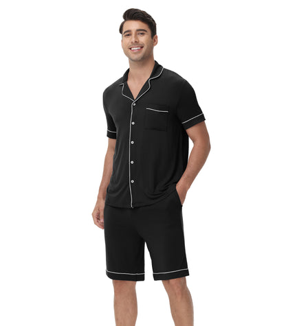 WiWi Loungewear Set for Men with Piping Notch Collar
