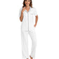 WiWi Womens Pajamas Set Soft Button Down Sleepwear