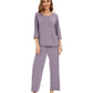WiWi Bamboo Pajamas for Women Soft 3/4 Sleeve Sleepwear Casual Pj Set