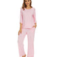 WiWi Bamboo Pajamas for Women Soft 3/4 Sleeve Sleepwear Casual Pj Set
