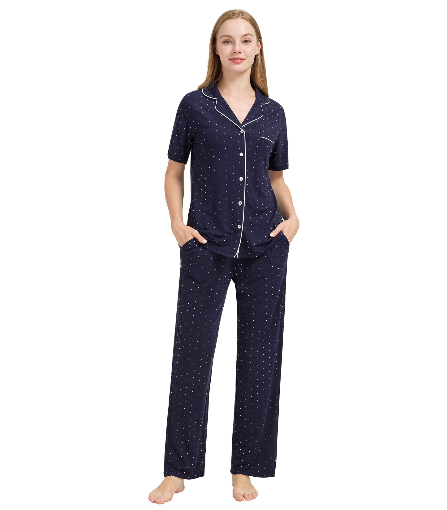 WiWi Womens Pajamas Set Soft Button Down Sleepwear
